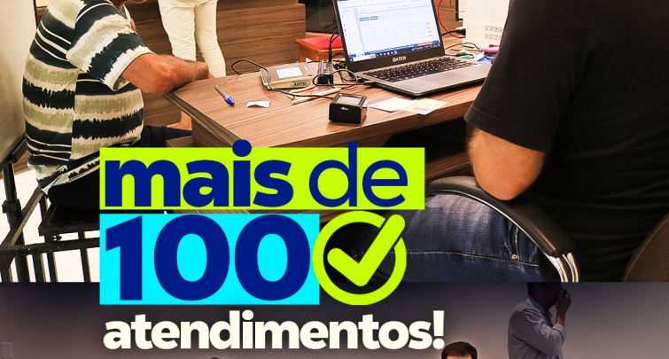 mais de 100 atendimentos, dentre eles emissão de título de eleitor, revisão, transferência e coleta biométrica